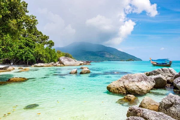 Andaman Cristal Mar Praia Areia Branca Ilha Lipe — Fotografia de Stock