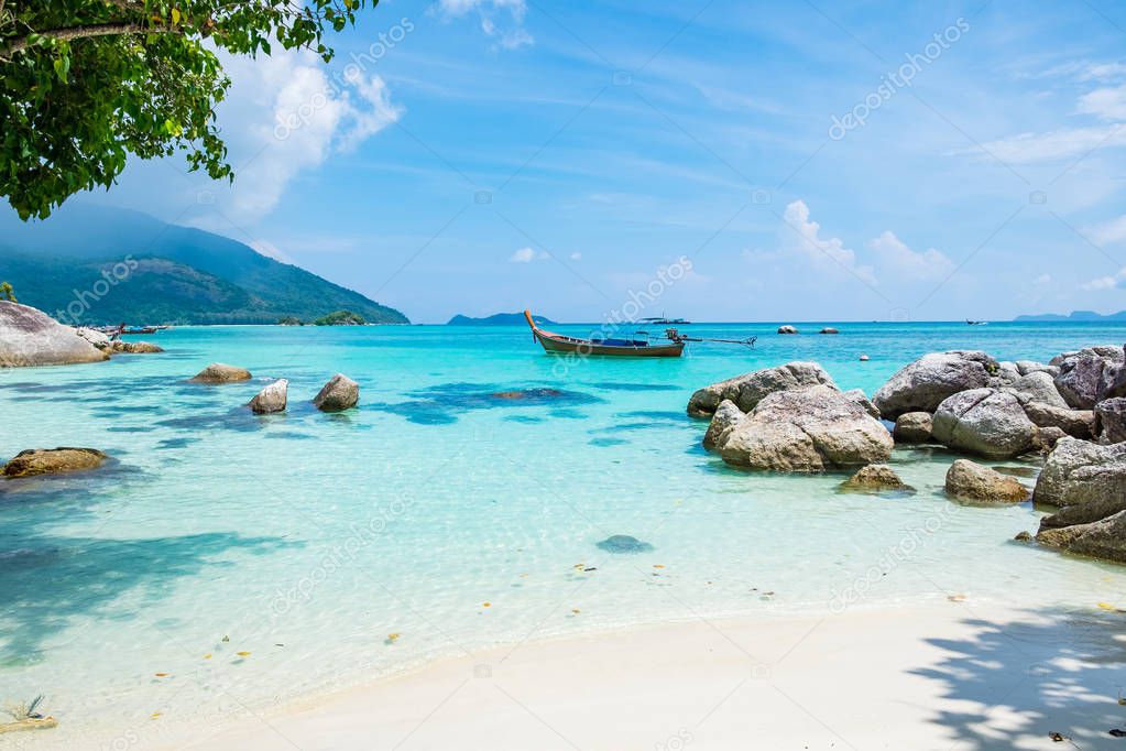 Andaman crystal sea white sand beach at lipe island