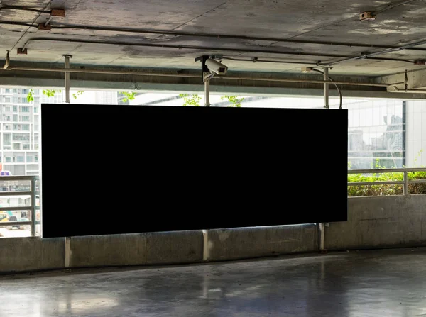 バナー黒看板四角形都市駐車場 — ストック写真