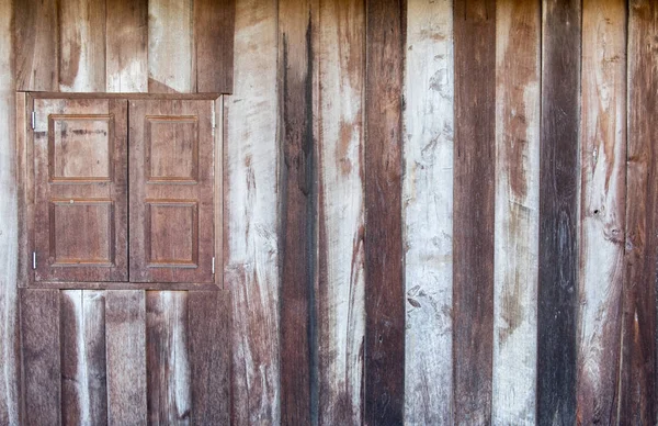 Alte Holzwand Und Fenster Nebenan Schließen — Stockfoto