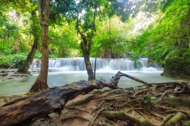 Güzel Huay Mae Khamin şelale Srinakarin Milli Parkı, Kanchanaburi, Tayland, Thailand, tropikal yağmur ormanlarında