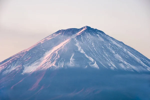 Montaggio Ravvicinato Fuji Con Copertura Neve Mattino Kawaguchiko Giappone — Foto Stock