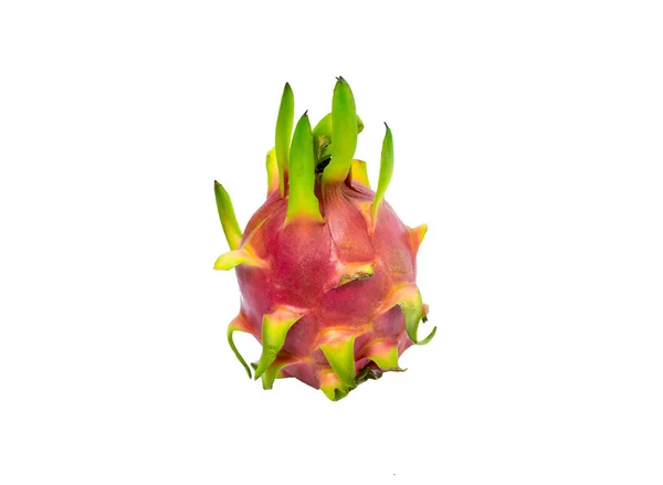 핑크 드래곤 과일 껍질 흰색 바탕에 녹색 줄기 — 스톡 사진