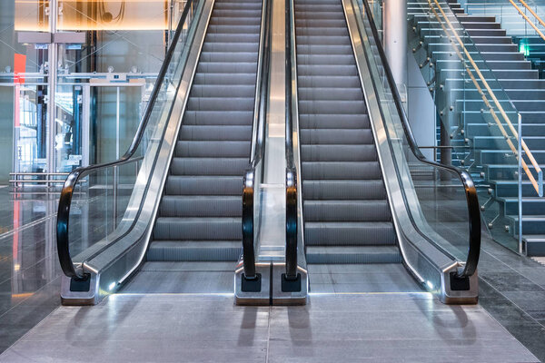 Modern luxury escalators with staircase