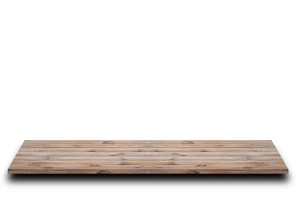 Wood brown blank shelf on white background — Stock Photo, Image