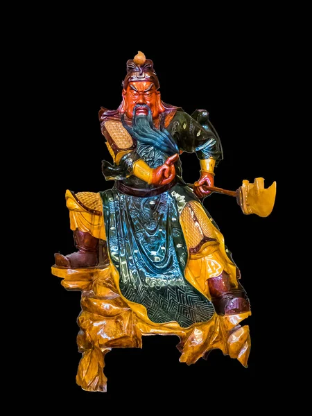 Statue Kwnao Guanyu red face holding halbert, god of china — Stock Photo, Image