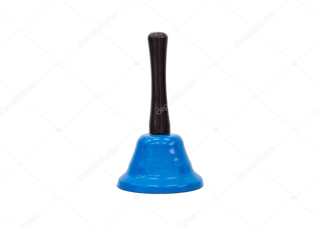 Blue bell toy with handle on background