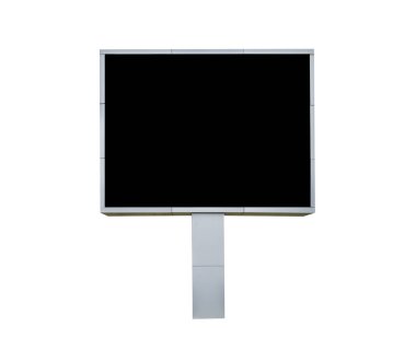 Digital blank billboard pole on white background clipart