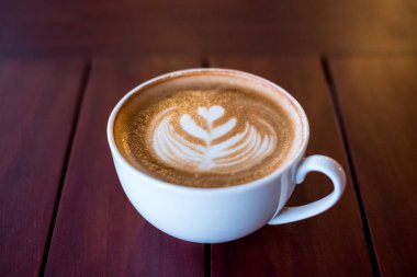 Sıcak Latte kahve fincanı kalp şekli ahşap tablo