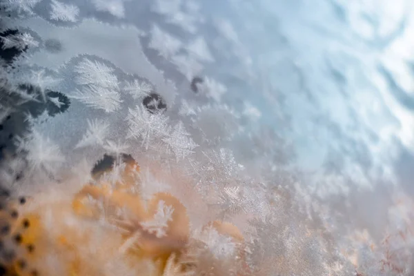 Geometria del fiocco di neve forma naturale sul parabrezza — Foto Stock