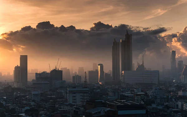 Sunrise Bangkok City High Buildings Downtown Dramatic Sky Thailand — Stock Photo, Image