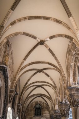 Sigarasız, iç avlu ve kemerli koridor tavan Dubrovnik Old Town, Hırvatistan