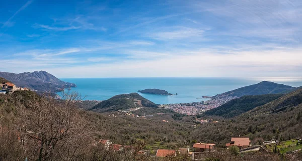 Panorama Populárního Letoviska Budva Pobřeží Jaderského Moře Černé Hoře — Stock fotografie