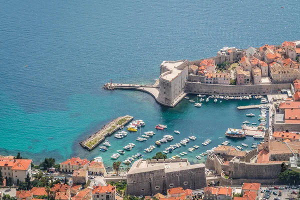 Vista Aérea Del Puerto Deportivo Del Casco Antiguo Dubrovnik Las — Foto de Stock