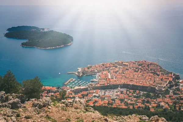 Ciudad Vieja Dubrovnik Lista Unesco Patrimonio Humanidad Como Desde Arriba — Foto de Stock