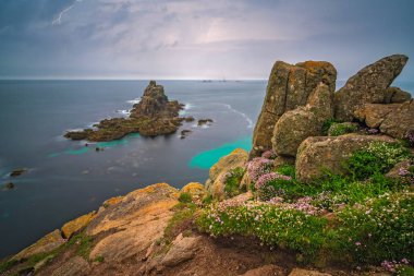 Lands End - en batı noktası bir popüler turistik, Penwith olan İngiltere'nin peyzaj