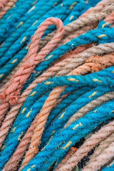 Ramo Cuerdas Pesca Diferentes Colores Puerto —  Fotos de Stock