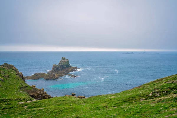 Landscape Lands End Most Westerly Point England Which Popular Tourist — Stock Photo, Image