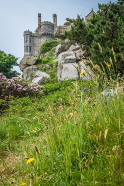 Mount st michael ada kale ve bahçeleri, Marazion yakınındaki Penzance, Cornwall, İngiltere