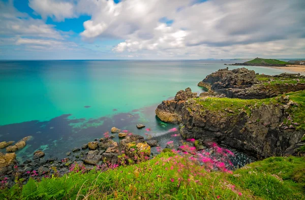 Vista Impresionante Hermosa Costa Playa Cerca Ives Cornwall Inglaterra Reino — Foto de Stock