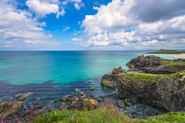 Vista Impresionante Hermosa Costa Playa Cerca Ives Cornwall Inglaterra Reino —  Fotos de Stock