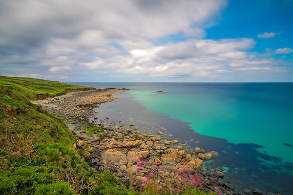 Vista Impresionante Hermosa Costa Playa Cerca Ives Cornwall Inglaterra Reino —  Fotos de Stock