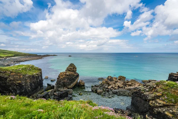 Vista Impresionante Hermosa Costa Playa Cerca Ives Cornwall Inglaterra Reino —  Fotos de Stock