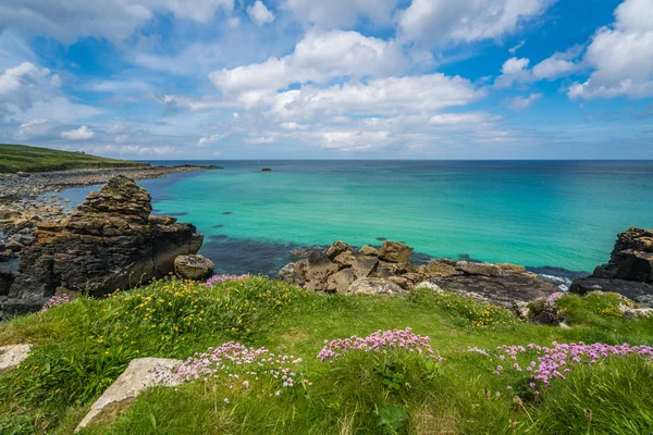 Vista Impresionante Hermosa Costa Playa Cerca Ives Cornwall Inglaterra Reino —  Fotos de Stock