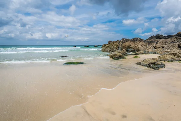 Ondas Marea Acercándose Playa Ives Cornwall Inglaterra Reino Unido — Foto de Stock