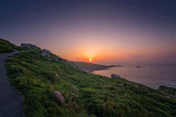 Walking Path Cornish Coast Sunset Ives Cornwall England — Stock Photo, Image