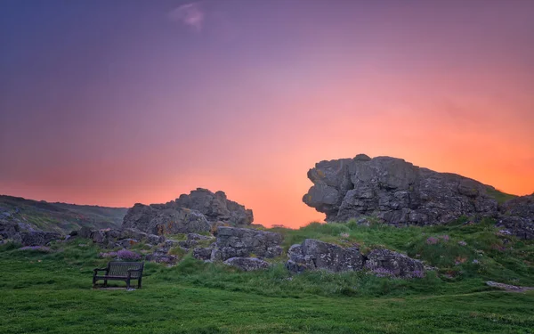 Великий Скель Узбережжі Корніш Сутінках Приймаються Корнуолл Англія — стокове фото