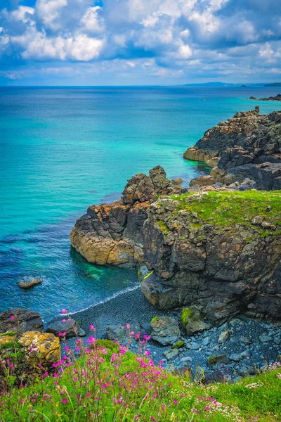Vista Impresionante Hermosa Costa Playa Cerca Ives Cornwall Inglaterra Reino — Foto de Stock