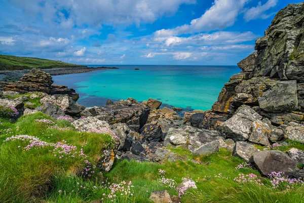 Vista Impresionante Hermosa Costa Playa Cerca Ives Cornwall Inglaterra Reino —  Fotos de Stock