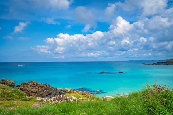 Vista Impresionante Hermosa Costa Playa Cerca Ives Cornwall Inglaterra Reino — Foto de Stock