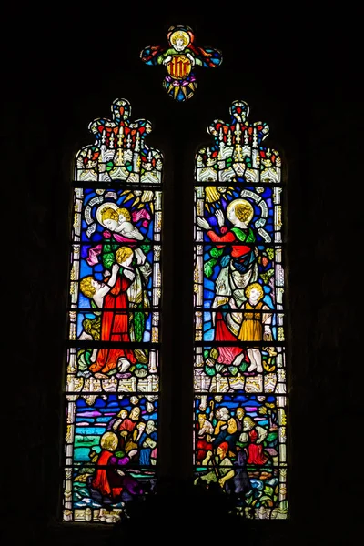 Marazion England May 2018 Victorian Stained Glass Church Window Michael — стоковое фото