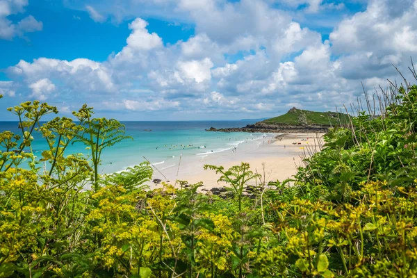 Ives Ngiltere Haziran 2018 Porthmeor Bay Beach Saint Ives Cornwall — Stok fotoğraf