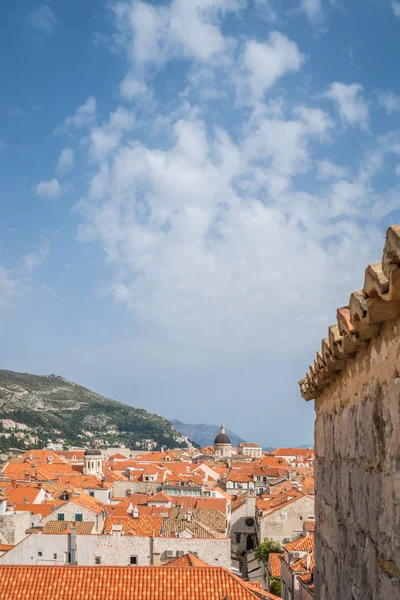 Techos Casas Antiguas Dubrovnik Vistas Desde Las Murallas Fortificadas Del — Foto de Stock