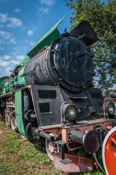 Una Vieja Locomotora Tren Vapor Retro Desuso Vía Lateral — Foto de Stock