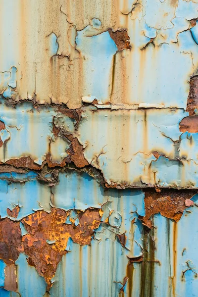 Tekstura Niebieski Żółty Metal Ściany Rdzy Łuszczenie Farby Może Służyć — Zdjęcie stockowe