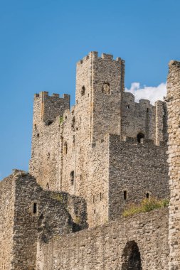 12. yüzyıl Rochester Castle, Kent, Güney Doğu İngiltere'nin kalıntıları yüksek kuleleri