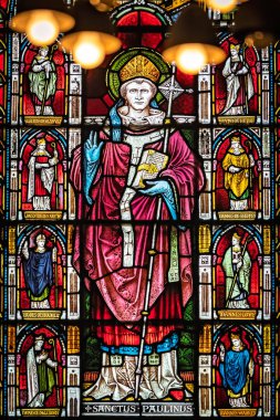 Vitray kilise pencere portre Sanctus Paulinus'a Rochester katedral, Kent, İngiltere