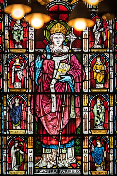 Kirchenfenster Porträt Von Sanctus Paulinus Der Kathedrale Von Rochester Kent — Stockfoto