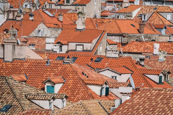 Primer Plano Los Tejados Casas Antiguas Dubrovnik Vistas Desde Las — Foto de Stock