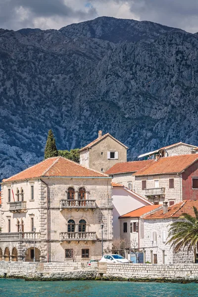 Casas Antigas Bela Cidade Perast Baía Kotor Montenegro — Fotografia de Stock