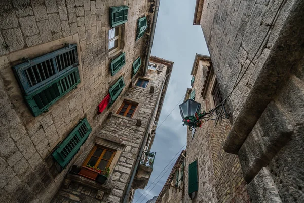 Historické Obytné Budovy Staré Město Kotor — Stock fotografie