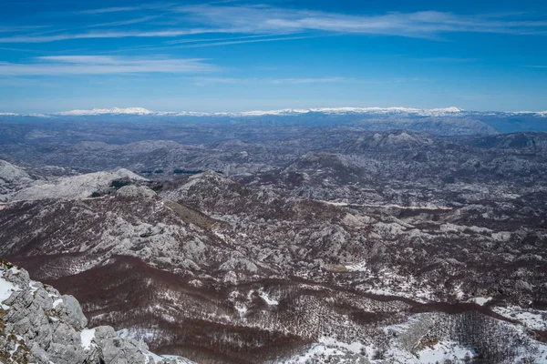 Superbe Panorama Hivernal Montagne Sommet Mont Lovcen Dans Parc National — Photo