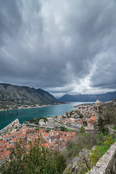 Kotor Montenegro Abril 2018 Cúpula Torre Sineira Capela Nossa Senhora — Fotografia de Stock