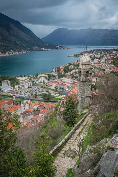 Kotor Montenegro Abril 2018 Cúpula Torre Sineira Capela Nossa Senhora — Fotografia de Stock