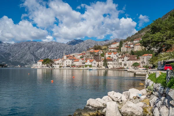 Perast Μαυροβούνιο Απρίλιο Του 2018 Θέα Από Την Όμορφη Πόλη — Φωτογραφία Αρχείου