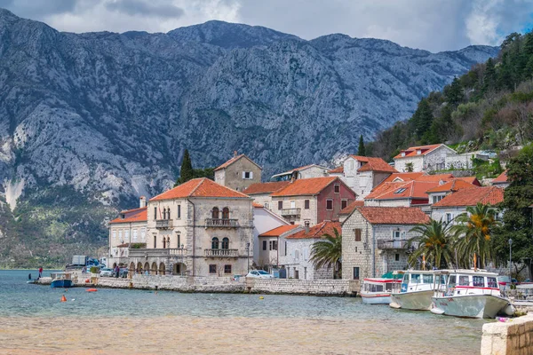 Perast Montenegro April 2018 Rumah Rumah Tua Kota Indah Perast — Stok Foto